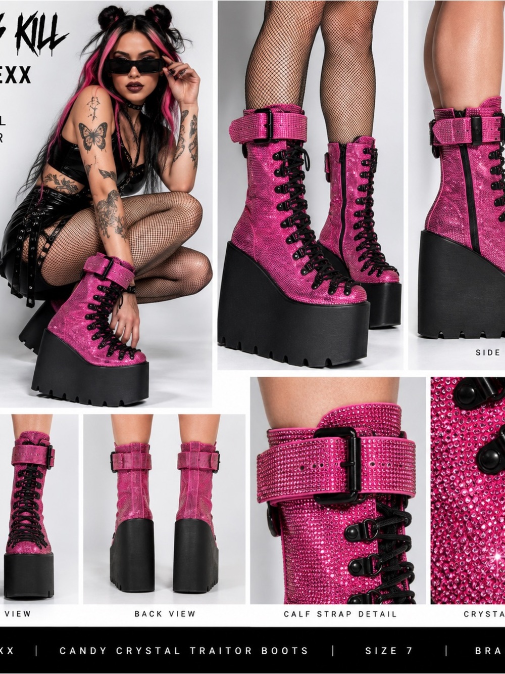 Club Exx Candy Crystal Traitor Platform Boots – Size 7 💖
